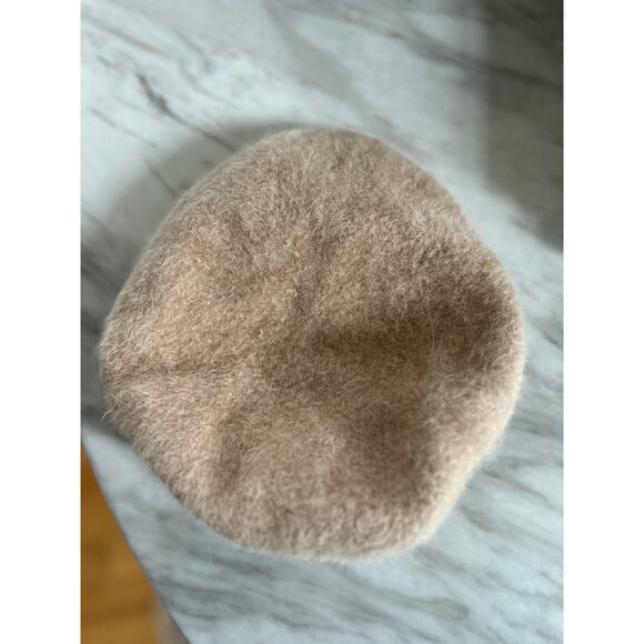 Tan Angora Wool Blend Fuzzy Beret - Picture 4 of 6